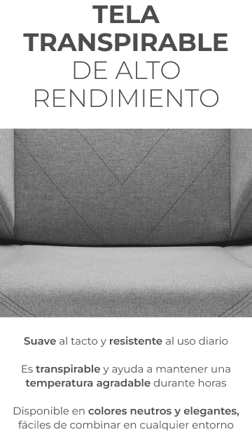 Tejido premium transpirable y resistente en color gris